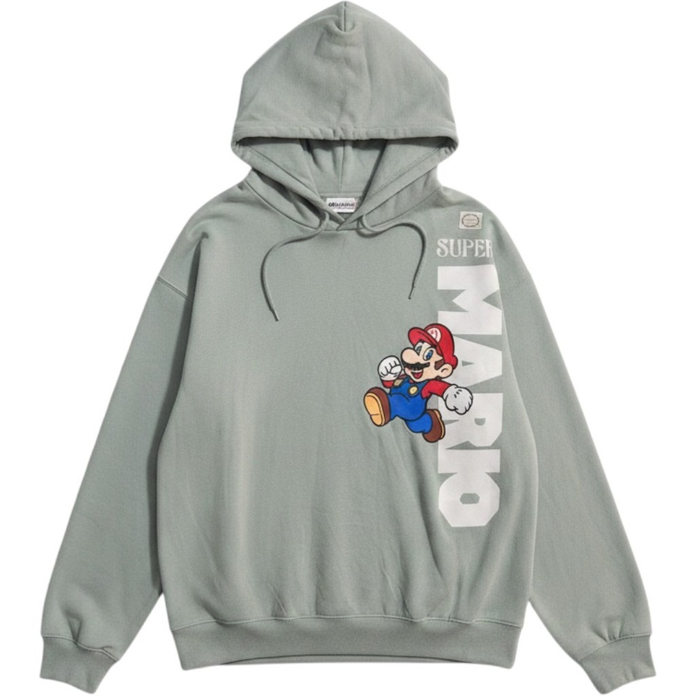 Nintendo Super Mario Graphic Hoodie Sage Green Mens 3XL Fleece Sweatshirt